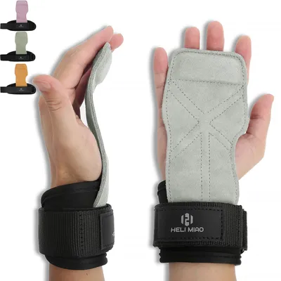 Produktbild von Zughilfen grau, Leder, Schnellverschluss, für Krafttraining