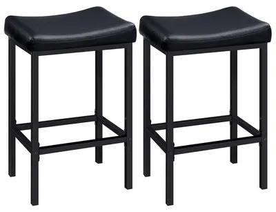 Immagine prodotto di Set di 2 sgabelli da bar, sedie da cucina, seduta inPoliuretanosagomata, imbottitura di 4 cm, struttura in metallo, altezza 63 cm, colore nero