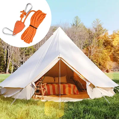 Produktbild von Campingzeltseil 4 Stück - 6 mm x 5 m - reflektierende Schnüre mit Spannern - orange