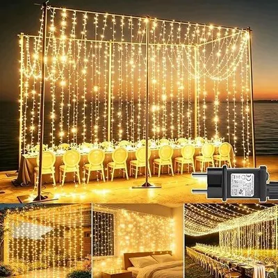 Zdjęcie produktu dla Kurtyna świetlna LED 300 diod 3X3M 8 trybów timer do pokoju