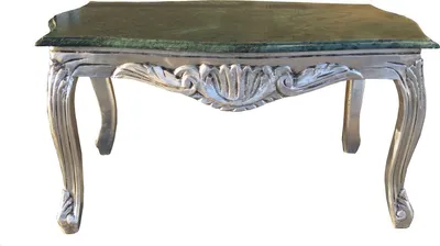 Image de Casa Padrino Table basse baroque argentée avec plateau en marbre vert 99 x 63 cm - Edition limitée
