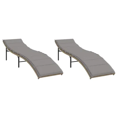 Produktbild von vidaXL Sonnenliegen 2 Stk. mit Auflagen Beige Poly Rattan