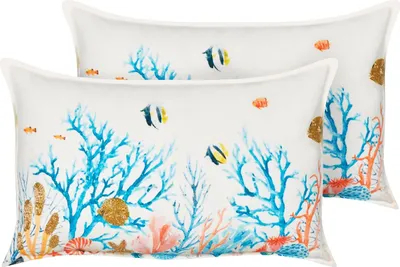 Produktbild von BELIANI Set aus 2 Streukissen Mehrfarbig aus Baumwolle 30 x 50 cm Marine Muster Rechteckig Polyester Füllung Wohnaccessoires