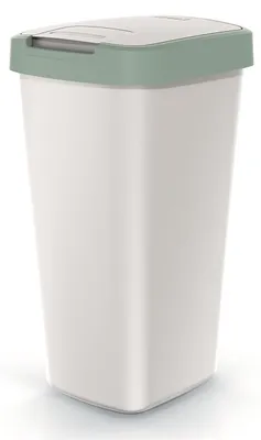 Produktbild von Compacta Q Mülleimer 12L, Aschgrau mit Grün Abfalleimer, Schwingdeckel, Biomülleimer, Papierkorb, Mülltonne für Küche, Bad, Büro & Abfalltrennung