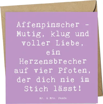 Produktbild von Mr. & Mrs. Panda Grußkarte Spruch Affenpinscher Liebe - Lavendeltraum - Geschenk, klug, anlasskarte, faltkarte, Hunderassen, Glückwunschkarte, Hund, vierbeiniger Freund