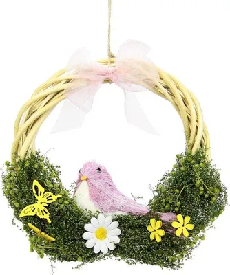 Produktbild von Famanu Blumenkranz mit Schleife und Vogel - Rosa