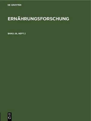 Produktbild von Ernährungsforschung. Band 26, Heft 2