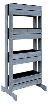 Produktbild von stabiles Frühbeet Vertikalbeet Kräuterbeet Hochbeet mit Trennwand aus Holz und 4 Kunststoffkästen in GRAU - B64 x T40/20 x H125 cm