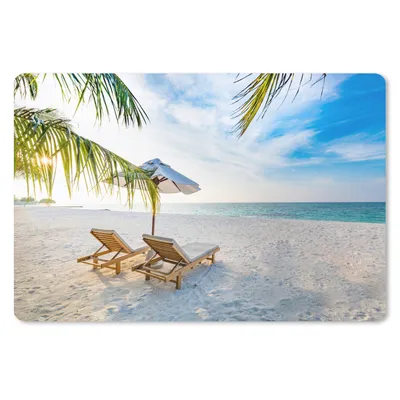 Produktbild von MuchoWow® Schreibtischunterlage Strandkorb - Sonnenschirm - Sonnenuntergang 60x40 cm - XXL Mauspad - Großes Mauspad