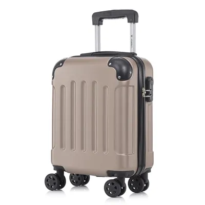 Produktbild von Koffer Trolley Reisekoffer Suitcase, Rollkoffer Handgepäck ,mit 4 Rollen360°, Hartschalenreisekoffer, Zahlenschloss, Weicher Gummigriff(S,Champagner)