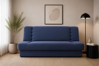 Produktbild von MOEBLO Schlafsofa CYPRUS – Sofa Kippsofa Klappsofa Click-Clack Couch für Wohnzimmer Federkern Sofagarnitur Polstersofa mit Bettkasten und Schlaffunktion (BxHxT): 192x85x92 cm (Dunkelblau - Soro 76)