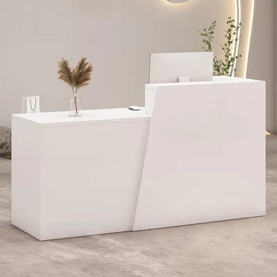 Obrázok produktu pre Pult s zásuvkou a odkladacími priehradkami, 150x42x100 cm, biela/biela, pravá strana