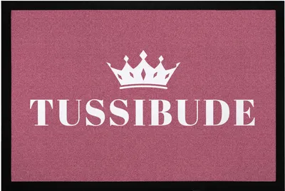 Produktbild von Fußmatte Tussibude Krone Türmatte für Mädels-WG rutschfest & waschbar Moonworks® schwarz 60x40cm