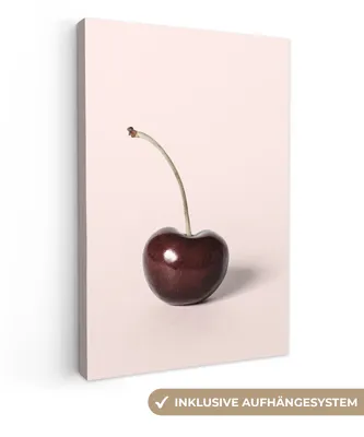 Produktbild von OneMillionCanvasses® - Leinwandbilder - 90x140 cm, Kirsche - Obst - Rot - Stilleben, Wandbilder Kunstdruck Wanddekoration - Foto auf Leinwand - Gemälde auf Holzrahmen  - Wandschmucke - Schlafzimmer