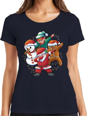 Produktbild von Dabbing Schneemann Elf Santa - Weihnachten Weihnachtsgeschenk Christmas Damen T-Shirt, Navy, XXL
