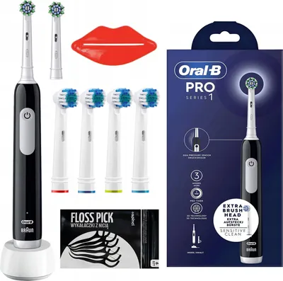 Image de Brosse à dents électrique Oral-B Pro 1 Series Black + 4 têtes de brossage de remplacement