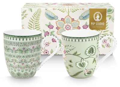 Produktbild von Pip Studio Henkelbecher-Set Lily & Lotus Light Green (450ml) (2-teilig)
