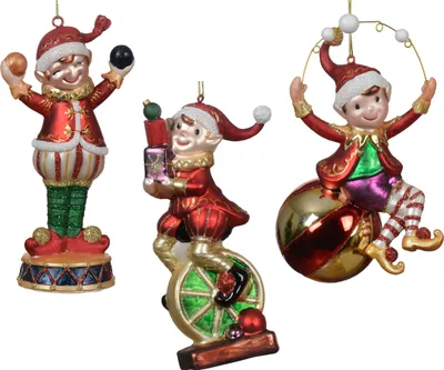 Produktbild von Christbaumschmuck Glas 14,7cm Weihnachtself Figur 1 Stück sort. Rot
