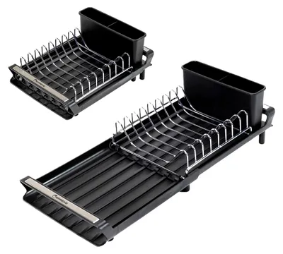 Productafbeelding van Opvouwbaar afdruiprek met afvoer, 28x20 cm, zwart, voor in de keuken