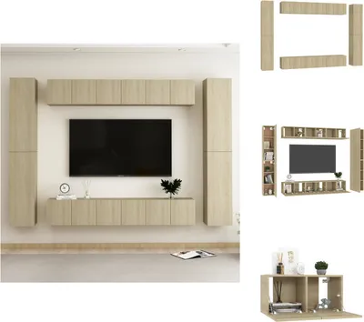 Produktbild von vidaXL 10-tlg. TV-Schrank-Set Sonoma-Eiche Holzwerkstoff -  TV-Möbel
