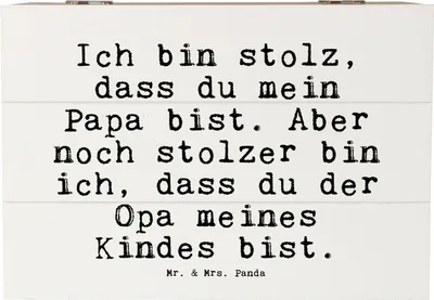 Produktbild von Mr. & Mrs. Panda Geschenkbox Ich bin stolz, dass... 22 x 15 cm - Weiß - Geschenk, Spruch Sprüche Weisheiten Zitate Lustig Weisheit Worte, Enkel Geburt, schöner, Box, Papa