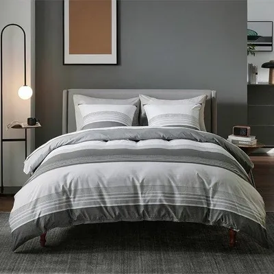 Productafbeelding van Dekbedovertrek - Beddengoed / Beddengoedset - Grijs, 200 x 200 cm, microvezel, met 2 kussenslopen van 80x80 cm
