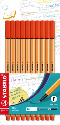 Obrázek produktu pro Fineliner - STABILO hrot 88 - balení po 10 kusech - červený