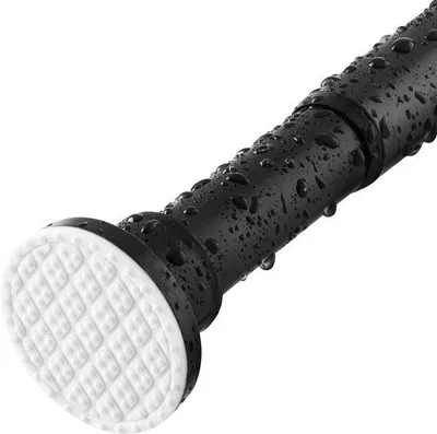Obrázek produktu pro Tyč na sprchový závěs – nastavitelná 70–134 cm – černá nerezová ocel – protiskluzová – do koupelny.
