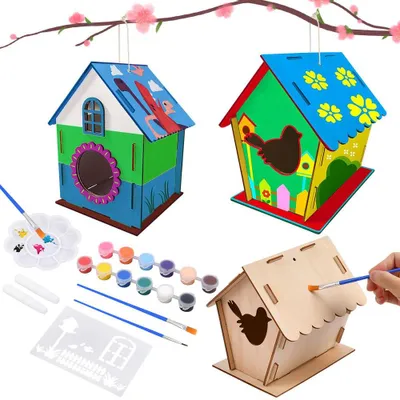 Immagine prodotto di Kit per la costruzione di una casetta per uccelli in legno, set fai-da-te per bambini, per stimolare la creatività