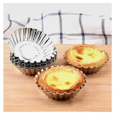 Produktbild von 20 Stück Törtchenformen, 7x2cm Antihaftbeschichtet, Wiederverwendbare Backformen aus Aluminium für Pudding, Kuchen, Cupcakes, Muffins