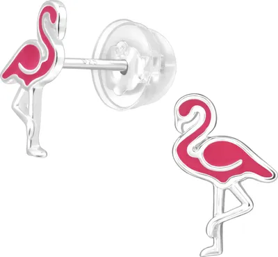 Produktbild von Premium Kinder-Ohrstecker Flamingo aus Sterling Silber mit Epoxidharz Rosa Unisize Maxte