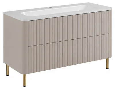 Obrázek produktu pro Skříňka do koupelny, materiál: kašmír, s umyvadlem, nožky zlaté, rozměry: 100,7 x 44,4 x 64,9 cm