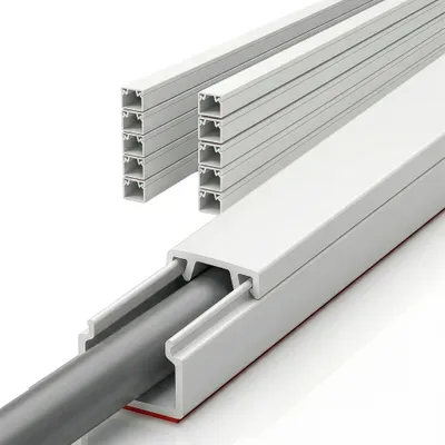 Produktbild von Floordirekt Kabelkanal Oskar 10 x 1m, Kabelleiste selbstklebend, Kabelabdeckung Weiß für Wand, Schreibtisch, Wohnzimmer, Büro & Homeoffice - 16x16mm