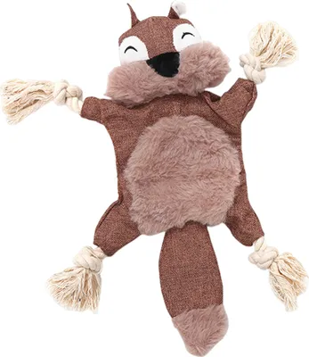 Produktbild von Haustierspielzeug, Plüsch, Fuchs, Waschbär, Eichhörnchenform, Hundekauspielzeug, interaktives Quietschspielzeug für Haustiere, bissfestes Zahnreinigungsspielzeug für Katzen und Hunde