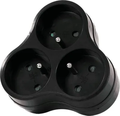 Produktbild von Dreifach-Steckdosenleiste (3-fach) 16A, schwarz – kompakter Mehrfachsteckdosenadapter