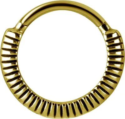 Produktbild von Karisma Edelstahl 316L Hinged Septum Ring Clicker Piercing Ohrring Feder 3D Texture - 1,2x8mm - Gold