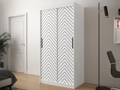 Obrázok produktu pre Úzka šatníková skriňa 100 cm so šuplíkmi ORIOT - biela / čierna