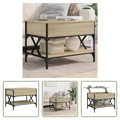 Produktbild von The Living Store Couchtisch Sonoma-Eiche 70x50x50 cm Holzwerkstoff und Metall