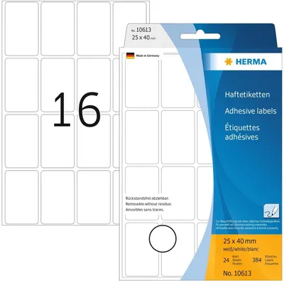 Produktbild von Vielzwecketikett 25x40mm ablösbar weiß VE=10x384 Etiketten