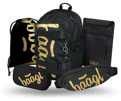 Obrázek produktu pro BAAGL SET 5 Skate Gold: batoh, penál, sáček, ledvinka, obal na notebook