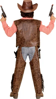 Produktbild von 3-teiliges Cowboy Kostüm für Kinder mit Hut, Weste & Chaps Größe: L 158