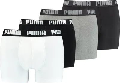 Produktbild von PUMA Herren Boxer Shorts, 4er Pack - Basic Boxer ECOM, Baumwolle Stretch, Everyday Weiß/Grau M