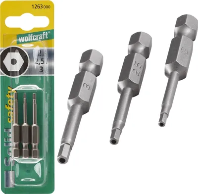 Zdjęcie produktu dla wolfcraft GmbH 4006885126305, 3 szt., Heks bezpieczeństwa (metryczny), 2,2.5,3 mm, 50 mm, 25,4 / 4 mm (1 / 4")