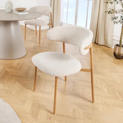 Produktbild von riess-ambiente Stuhl BELFORT beige natur Strukturstoff Metallgestell Eichenoptik Esszimmerstuhl