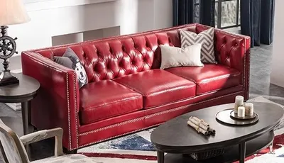 Immagine prodotto di divano a 3 posti in Pelle finta divano a tre posti divano imbottito divano rosso comfort