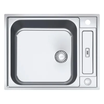 Produktbild von AGX 210 625x510mm, Reversibel, rostfreier Edelstahl gebürstet, Integralablauf 3 1/2", mit Druckknopfventil, mit verdecktem Überlauf und 2 Batterielöcher