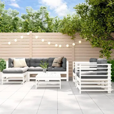 Produktbild von vidaXL 7-tlg. Garten-Lounge-Set Weiß Massivholz Kiefer