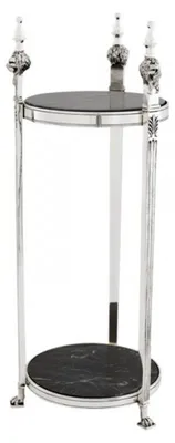 Produktbild von Casa Padrino Luxus Barock Beistelltisch Rund Massiv Antik Silber mit Marmorplatte 71 x 25 cm - Tisch