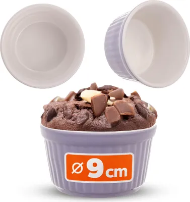 Immagine prodotto di KADAX Stampi per soufflé, 1 pezzo, Ø 9 cm Ciotole per crème brûlée, piccoli stampi da forno in Vetroceramica per crème brulee, soufflé e ragout fin (viola)