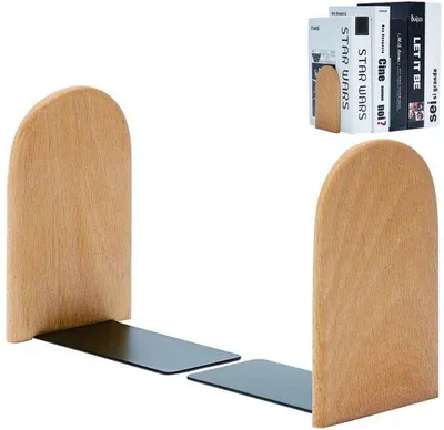Obrázek produktu pro Ibenzoa® Zarážky do knih – sada 2 kusů z neošetřeného bukového dřeva (13 x 8 x 7,5 cm) s protiskluzovou základnou, vhodné do knihovny, kanceláře a domácnosti
